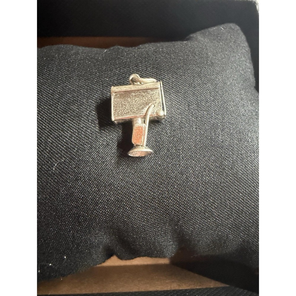 Vintage Charm Sterling Silver Mailbox With Moving Flag